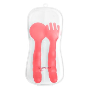 Colher E Garfo Com Estojo Higienico Funny Meal Rosa-BB1131-51132