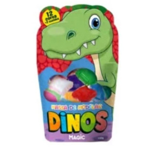 Massa De Modelar 12 Cores 2 Moldes Dino