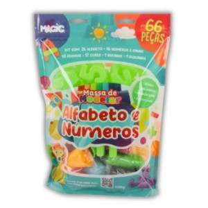 Massa De Modelar 66 Peças - Alfabeto, Sinais E Números - 600g