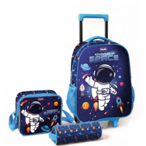 Mochila De Rodinhas Com Estojo E Lancheira - Espaço