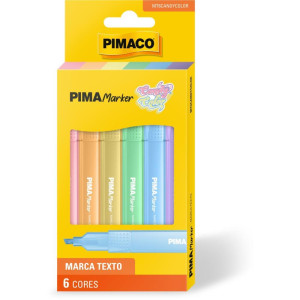 Caneta Marca Texto Pimamarker Pastel 6 Cor. Blist