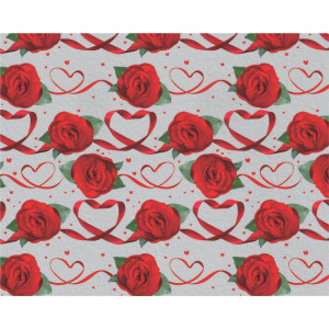 Papel Presente Bobina Couche 60cm.mod.540 Rosas E Coracoes