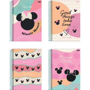 Caderno 01x1 Capa Dura Minnie Arts 80fls.