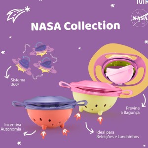 Tigela Giratoria 360 Graus Spaceship Rosa - Nasa Collection-BB1205-30442