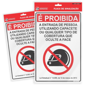 Placa De Sinalizacao Proibido Ent.c/capacete 16x25c-118573-99266
