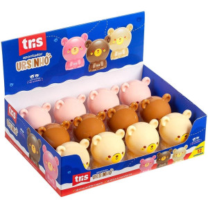 Apontador Com Deposito Decor. Tris Ursinhos 3 Cores-117258-35201