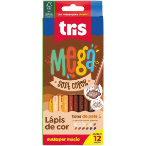 Lapis De Cor Sextavado Mega Soft Tons De Pele 12cores