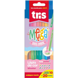 Lapis De Cor Triangular Mega Tons Pastel Bicolor 20cor