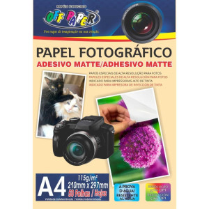 Papel Fotografico Inkjet A4 Matte Adesivo 115g.