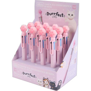 Caneta Esferografica Purrfect Cats 6 Cores Retratil