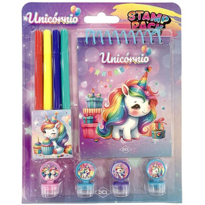 Livro Infantil Colorir Stamp Pack Unicornios Carimbos