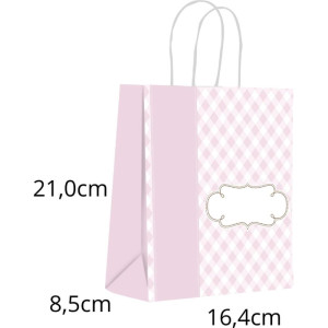 Sacola Para Presente Decorada Baby Rosa P 16,4x21x8,5cm-118843-56840