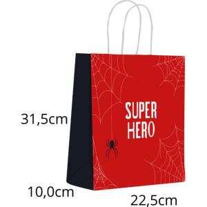 Sacola Para Presente Decorada Infantil Aranha M 22,5x31,5x10