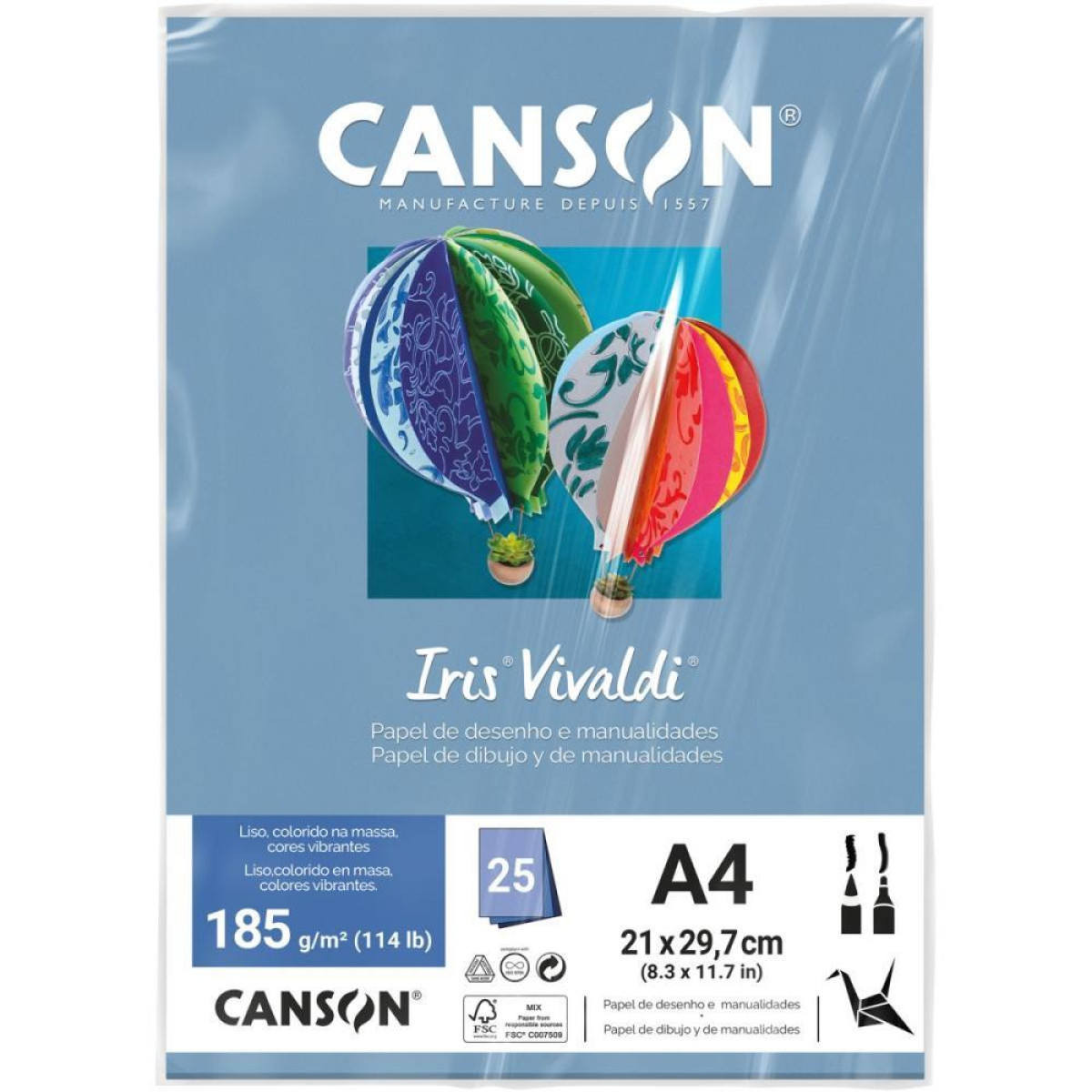 Papel A4 Color Iris Vivaldi Azul 185g-118354-20770