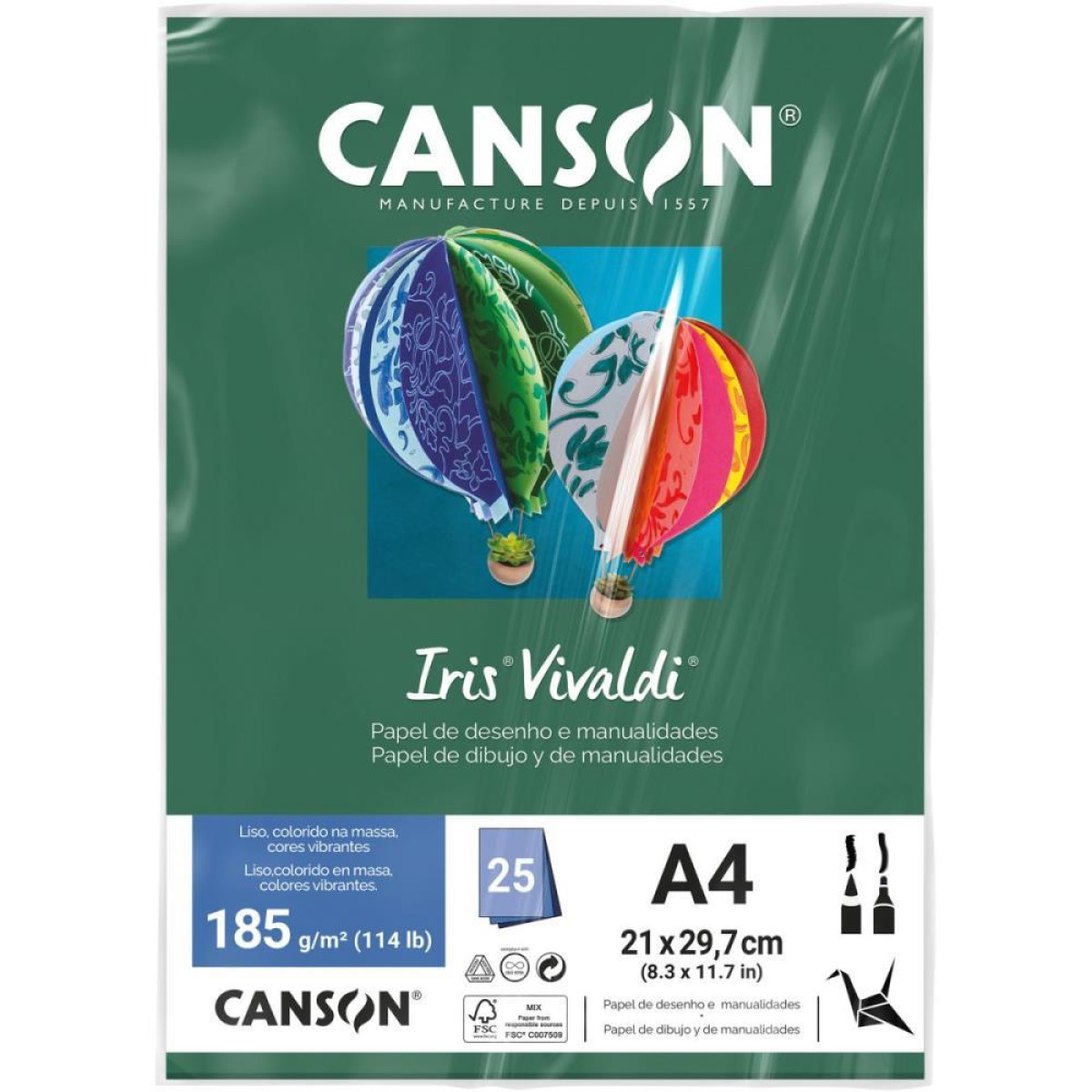 Papel A4 Color Iris Vivaldi Verde 185g-118353-93736