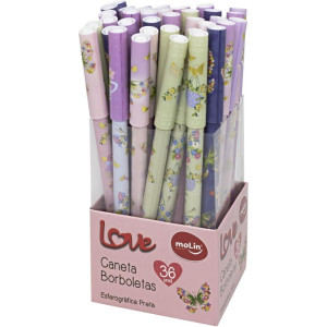 Caneta Esferografica Love Borboletas (s)tinta Preta-120439-92687