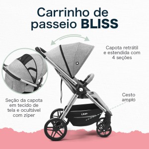 Bb368 - Carrinho Passeio Bliss Litet Preto Com Cinza-BB368-33968