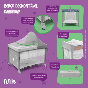 Bb404 - Berço Desmontável Daydream Multikids Baby Cinza-BB404-12848