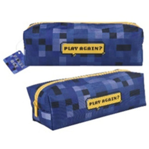 Estojo Simples Gamer Pixel Azul Tecido-120473-20139