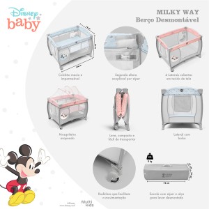 Bb442 - Berço Desmontável 0-15 Kg Minnie Milky Way - Bb442-BB442-44049