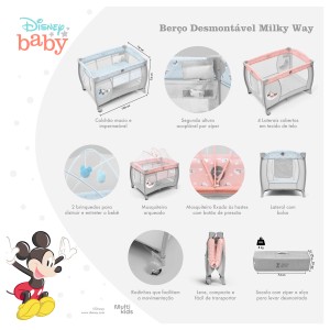 Bb442 - Berço Desmontável 0-15 Kg Minnie Milky Way - Bb442-BB442-55750