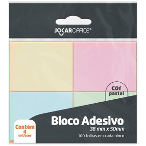 Bloco De Recado Autoadesivo 4 Cores Pastel 38x50mm 100fls.