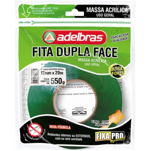 Fita Dupla Face Massa Acrilica Verde 12mmx20m