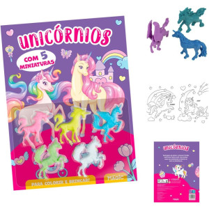 Livro Brinquedo Ilustrado Unicornios C/5 Miniaturas-117187-24727