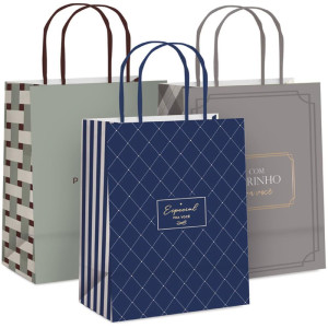 Sacola Para Presente Decorada Casual/masc. M26x19,5x9,5cm (s