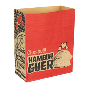 Saco De Papel G 33x26x17 Hamb. Vermelho Food Service