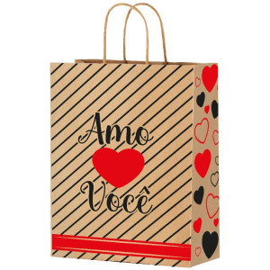 Sacola De Papel M 29x24x12cm Amo Voce Amor 04x25