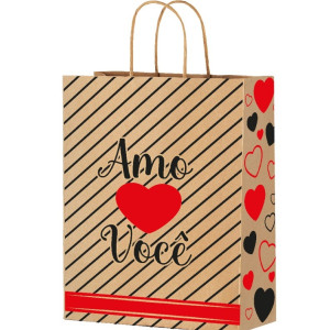 Sacola De Papel P 28x18x9cm Amo Voce Amor 04x25