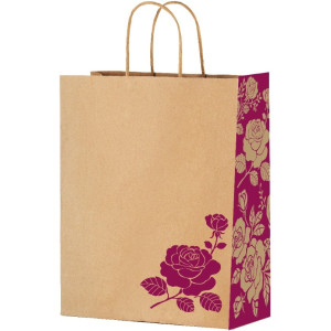 Sacola De Papel M 29x24x12cm Rosa Flores 04x25