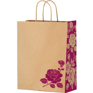 Sacola De Papel G 33x26x17cm Rosa Flores 04x25