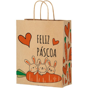 Sacola De Papel M 29x24x12 Pascoa Cenoura 04x25