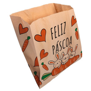 Saco Fundo Reto Kraft 18x13,5x5 Pascoa Cenoura 04x50