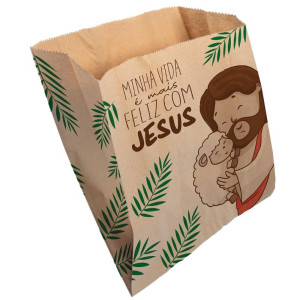 Saco Fundo Reto Kraft 18x13,5x5 Pascoa Jesus 04x50