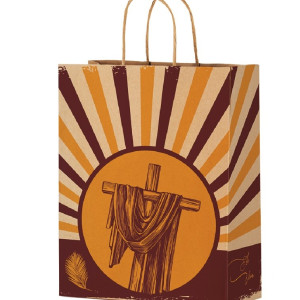 Sacola De Papel P 28x18x9 Pascoa Kraft Crista 04x25