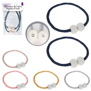 Abraçadeira De Cortina Magnética Com Pérola 2 Peças