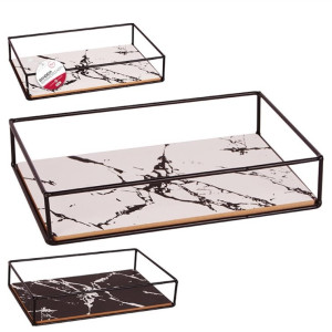 Bandeja Retangular Com Estampa Marmorizada 20 X 12 X 3,5 Cm
