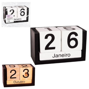 Calendário Permanente Em Madeira 13 X 6,5 Cm