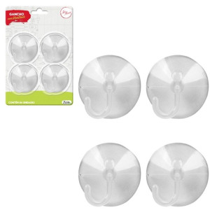 Gancho Com Ventosa 5 Cm Com 4 Peças