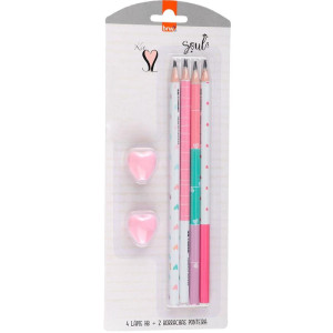 Kit Escolar S2 4lapis Estampado Hb+2 Bor-118178-58134