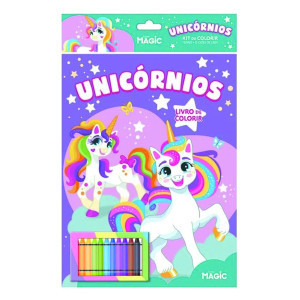 Unicórnios - Kit De Colorir Com Giz De Cera