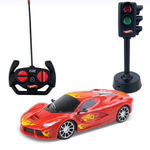 Carrinho R/c 1:16 Hot Wheels Luzes De Corrida - Vermelho-BR2446-321-35973