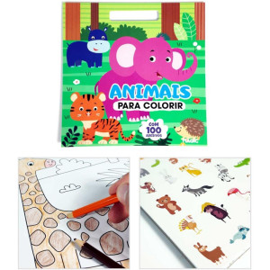Livro Com Adesivos 100 Adesivos Animais 28x28cm-120739-35989