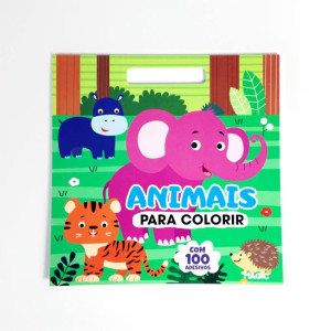 Livro Com Adesivos 100 Adesivos Animais 28x28cm-120739-46713