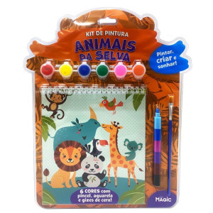 Livro Infantil Colorir Animais Da Selva C/guache Giz