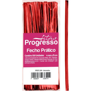 Fecho Metalico Vermelho 4mmx11cm.-120922-64350