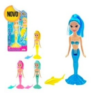 Boneca Amy Sereia Com Peixe 18 Cm